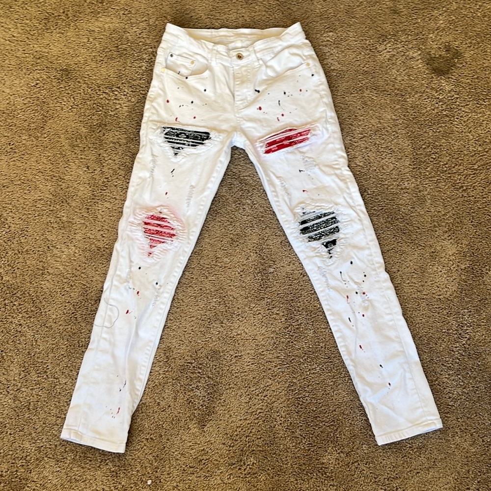 Aititia white and blue jeans